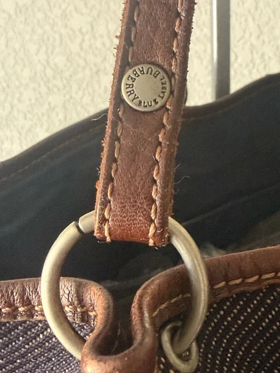 Vintage Burberry London Blue Label Tote Denim Canvas Leather Trim w/COA - Picture 6 of 16